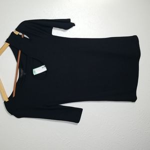 Gold ray Black Top, One Sleeve Off the Shoulder BRAND NEW
